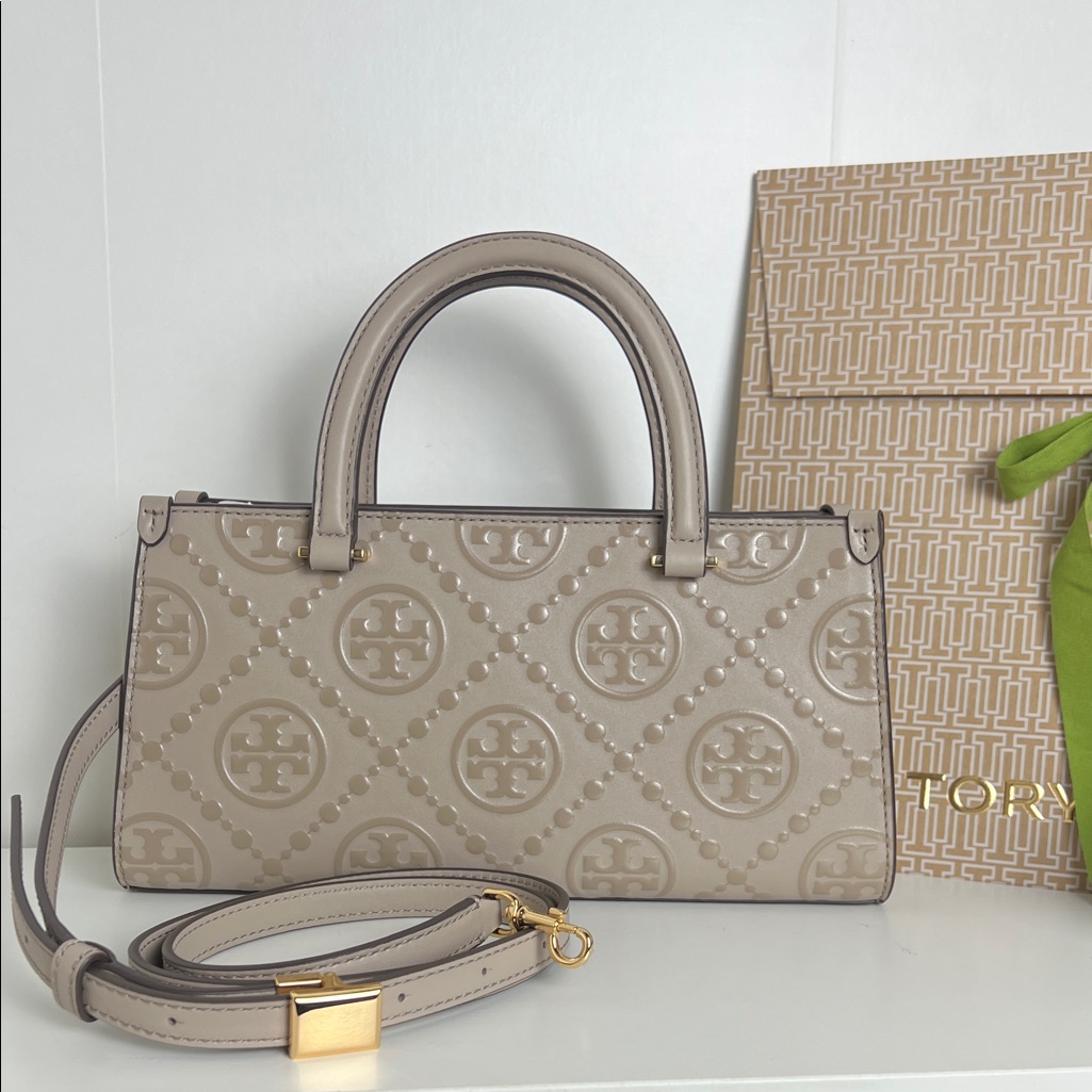 Nwt Tory Burch T Monogram Embossed E/W Small Tote